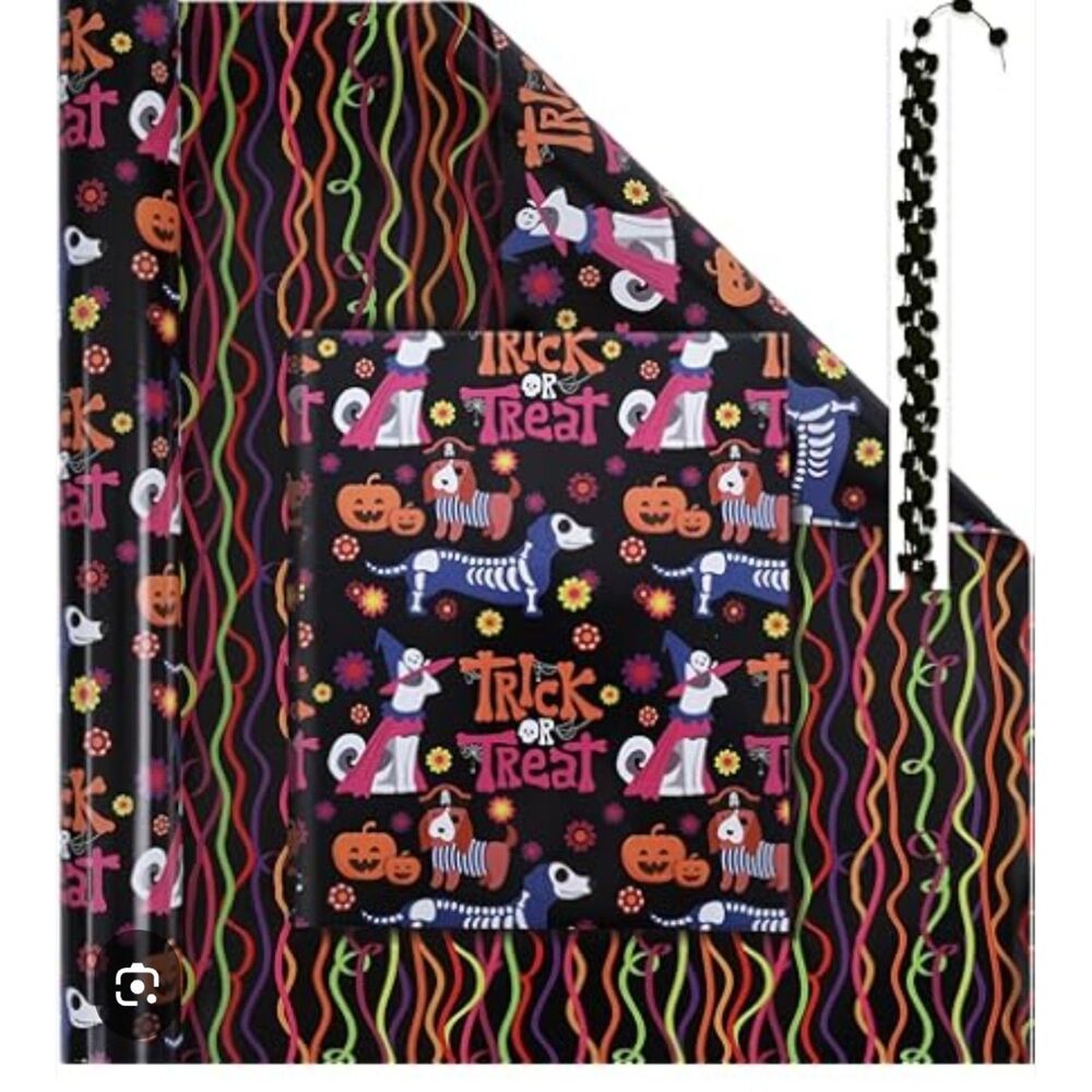 Halloween Wrapping Paper reversible 17" x 33'